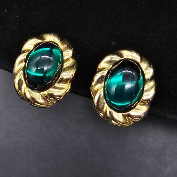 Interchangeable Clip On Earrings Gold Tone Moghul Cabochon Vintage Jewelry - Picture 5 of 10